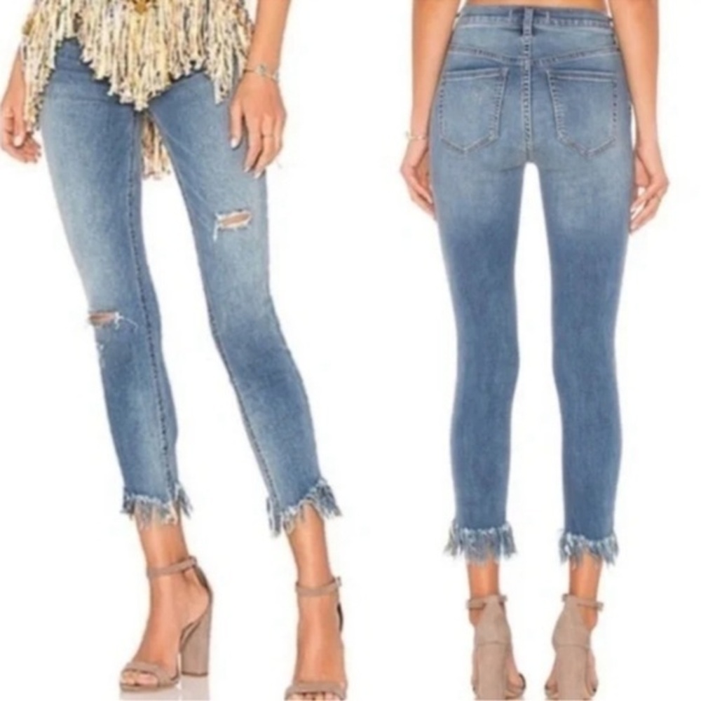 Free People We The Free Great Heights Frayed Skinny Jeans size 25 NWOT